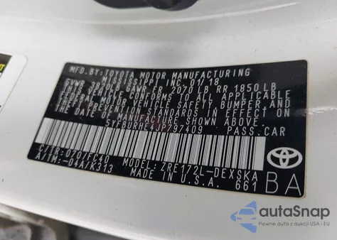 2018 Toyota Corolla Se z USA, uszkodzony, nr VIN 5YFBURHE4JP797409